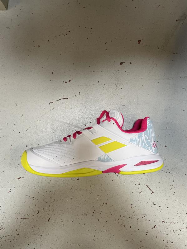 Image de Babolat - Chaussures de Tennis Propulse Blast All Court White/Red Rose disponible sur ekwip