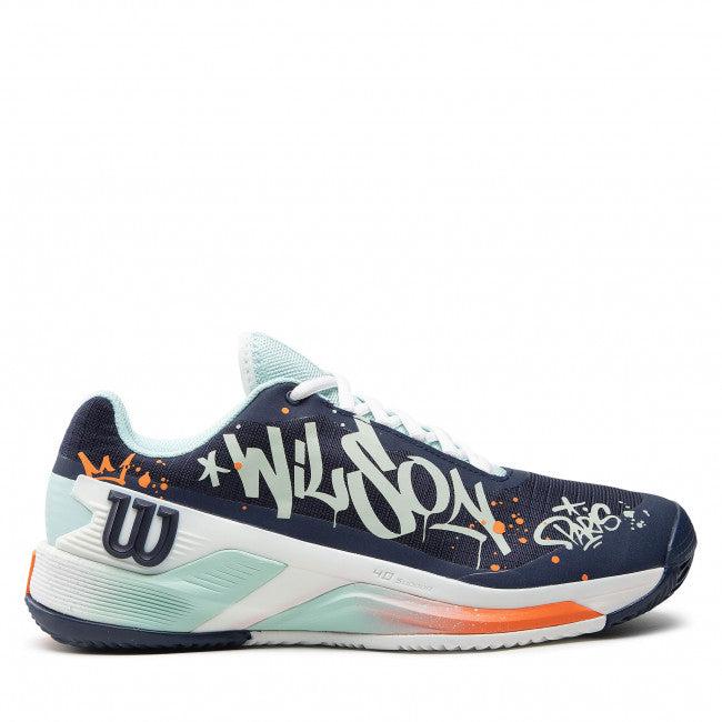 Image de Wilson - Chaussures de Tennis Rush Pro 4.0 Paris Hope Bleu/Orange disponible sur ekwip