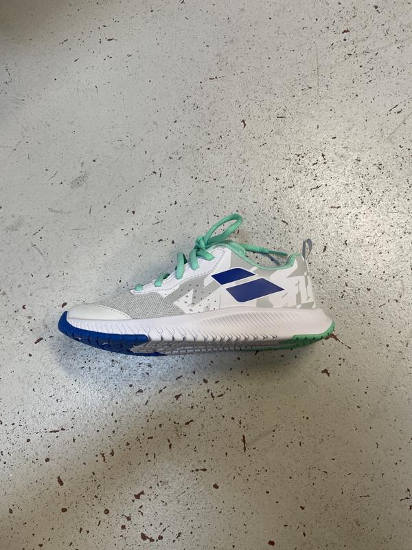 Image de Babolat - Chaussures de Tennis Pulsion All Court JR White/Biscay Green disponible sur ekwip