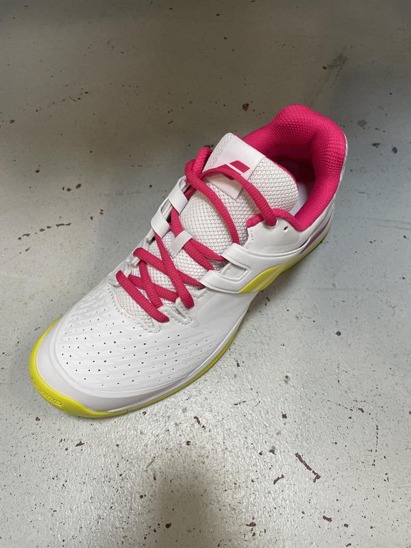 Image de Babolat - Chaussures de Tennis Propulse Blast All Court White/Red Rose disponible sur ekwip