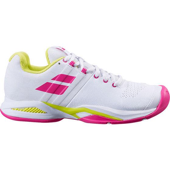 Image de Babolat - Chaussures de Tennis Propulse Blast All Court Blanc/Rose disponible sur ekwip