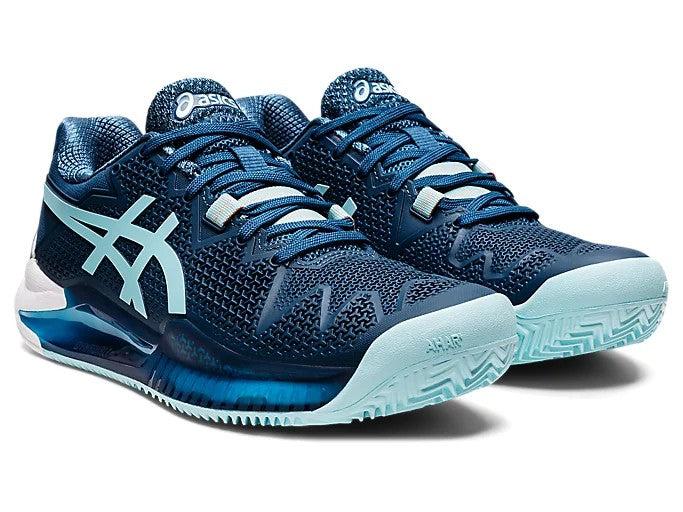 Image de Asics - Chaussures de Tennis Gel-Resolution 8 Clay Bleu Marine/Bleu Clair disponible sur ekwip