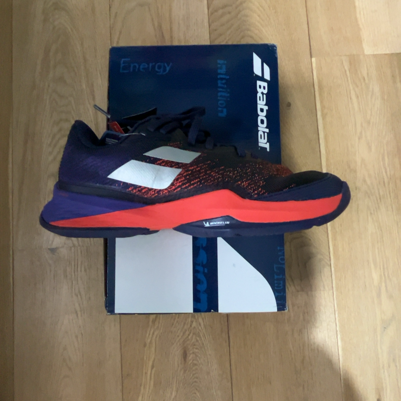 Image de Babolat - Chaussures de Tennis Jet Mach 3 Clay Violet/Rouge disponible sur ekwip